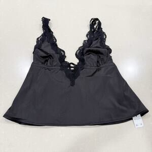 NWT Kat the Label Lacy Silky Babydoll Camisole Black Medium